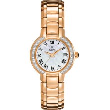 Bulova Fairlawn Diamond Rose Gold-tone Mop Dial Ladies' Watch 98r156