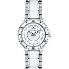 Bulova White Ceramic Diamond Ladies Watch 98P124