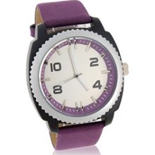 Caite Stylish Round Dial Leather Band Analog Watch (Purple)
