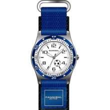 Cannibal Kid's Quartz Watch With White Dial Analogue Display And Blue Nylon Strap Cj177-05