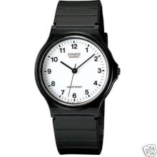 Casio Men's Black Resin Watch, White Dial, Analog, Mq24-7b