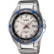 Casio Mtp1306d-7a Hafty Bezel Design White Dial Steel Bracelet Date On Hour 3