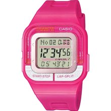 Casio Sdb-100-4Aef Ladies Watch Quartz Digital Multicolour Dial Pink Resin Strap