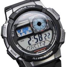 Casio World Time Illuminator Digital Watch Ae1000 Ae1000w Ae-1000w-1b Casio World Time Illuminator Digital Watch Ae1000 Ae1000w Ae-1000w-1b