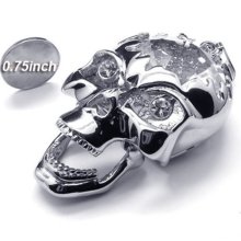 CET Domain Zirconium Crystal Skull Necklace 316L Titanium Steel Jewelry for Men (PENDANT ONLY)