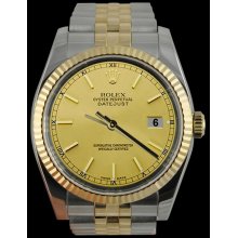 Champagne stick dial SS & gold jubilee bracelet rolex date just gents watch - Gold - Metal - 6