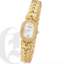 Charles Hubert Classic Ladies Gold Tone White Dial All Weather Watch with Mineral Crystal 6618-G