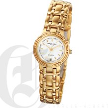 Charles Hubert Classic Ladies White Dial Gold Tone Elegant Bracelet Watch with Date 6659-G