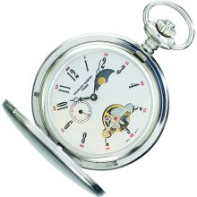 Charles Hubert Solid Stainless Steel White Dial Pocket Watch