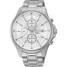 Chronograph Stainless Steel Case And Bracelet Silver Tone Dial Date Di