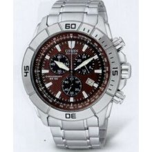 Citizen Eco Drive Men`s Silver Rotating Bezel Chronograph Wr100 Watch