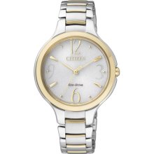 Citizen Lady Solar Sapphire Dress White Gold Watch Ep5994-59a Made In Japan