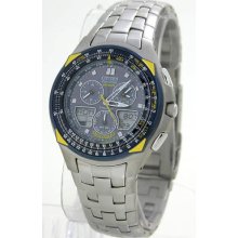 Citizen Titanium Ecodrive Skyhawk Blue Angel Worldtime Chrono Wr Mens Watch