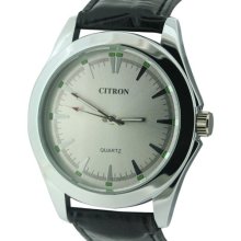 Citron Men's Quartz Watch With Silver Dial Analogue Display And Black Plastic Or Pu Strap Asg103/A