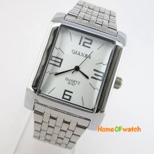 Classic Office Lady Girls Quadrate White Dial S/steel Wrist Quartz Watch