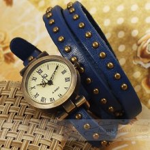 Classic Vintage Roma Dial Leather Nail Strap Women Wrist Watch Quartz Lady Girl