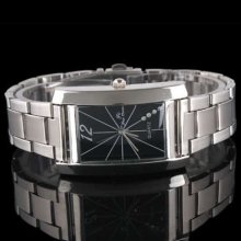 Classic Womens Black Steel Square Anolog Watch Ng77 Box