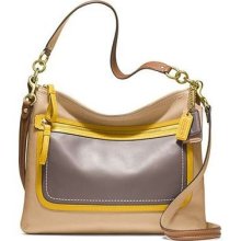 Coach 22432 Poppy Leather Colorblock Perri Hippie Sand