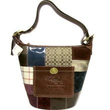 Coach Holiday Patchwork Bleeker Duffle Bucket Leather Cross Body Bag $368 11356