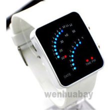 Cool 29 Led Blue&red White Rubber Digital Wrist Watch Mens Womens Date L0504