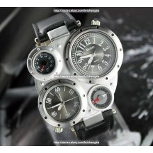 Cool Mens Fashion Dual Time Zone Big Army Quartz Watch