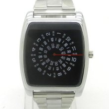 Cool Quartz Sport Wrist Watch Iron Band Mens Turntable Dial Digital Q0812