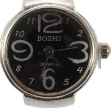 Creative Fashion Steel Round Elastic Quartz Finger Ring Watch Lady Girl Gift