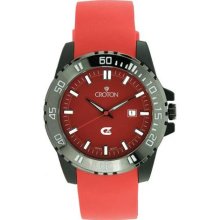 Croton Mens Sports Quartz Date Red Rubber Strap and Dial Watch CX32801