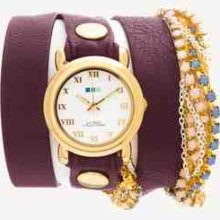 Crystal Plum Eggplant Wrap Watch