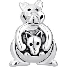 Cute silver plated Kangaroo carrying baby bead (orginal Pugster bead) for European bracelet