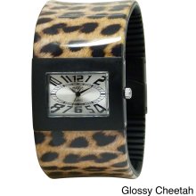 Dakota Women's Plastic Fashion Cuff Watch. (Pink Plaid Print Cuff Watch)