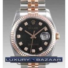 Datejust 116231 (Black Jubilee Dial, Diamond Markers)