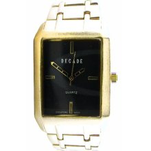 Decade Mens Watch Square Case, Black Mother-of-Pearl Dial and Bracelet Band