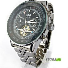 Deluxe Black Dial Stainless Steel Automatic Mechanical Day/date Men Wrist Watch