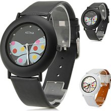 Design Women's Butterfly PU Analog Quartz Wrist Watch (Assorted Colors)