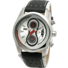 Dfactory Dfu007zwb Silver Dial Black Leather Chronograph Men's Watch