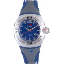 Diadora Men's Grey/ Blue Rubber Date Watch