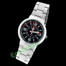 Dial Metal Band Hands Men's Round Watch