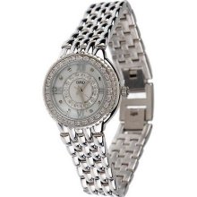 Diamonique Pave' Dial Panther Link Bracelet Watch - Silvertone - One Size