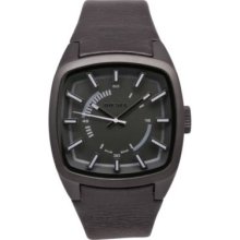 Diesel Men's Classic Quartz Square Case Black Leather Strap Watch