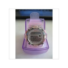 Digital watch with light, date display and alarm clock - pink transparent band