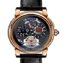 Dimier Recital 5 46 Tourbillon and Big Date (RG / Openwork / Leather)
