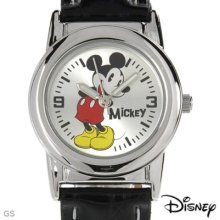 Disney Mickey Mouse Mck621bb Black Leather Ladies Watch