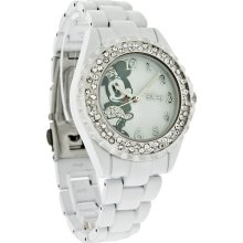 Disney Minnie Mouse Ladies 36mm Crystal Bezel White Bracelet Quartz Watch MN2037