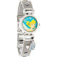 Disney Tinker Bell Ladies Juniors Tink Charm Mesh Bracelet Watch TNK101