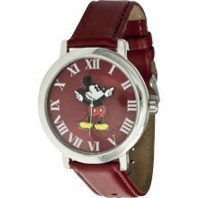 Disney ZR26128 Red Leather Mickey Mouse Watch