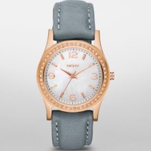 Dkny Swarovki Rose Gold Brown Leather Band Ladies Watch Ny8374