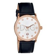 Dolce & Gabbana Rose Gold Case Black Leather Crystal Womens Ladies Watch Dw0501