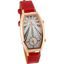 Dual Movement PU Leather Band Women's Wrist Watch (Red)