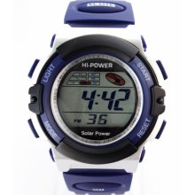 Dual Solar Charge Water Resistant 30 M Digital Date Clock Blue Watch E2001mb